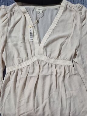 Max Studio Pale Blush V-Neck Peasant Blouse